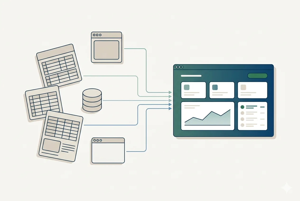 Losse spreadsheets en systemen komen samen in één maatwerk-dashboard als één bron van waarheid